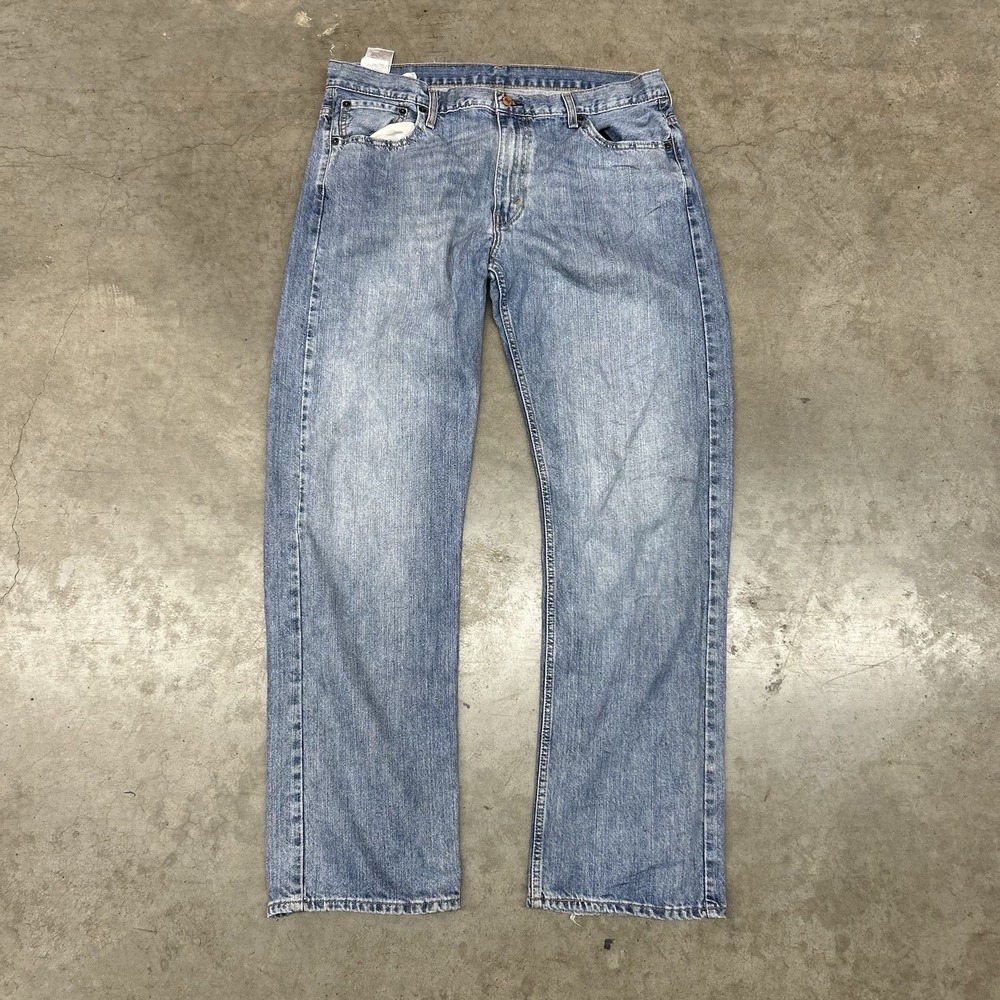 Levi's 569 Loose Straight Denim Jeans Light Wash Distressed Mens 36x36